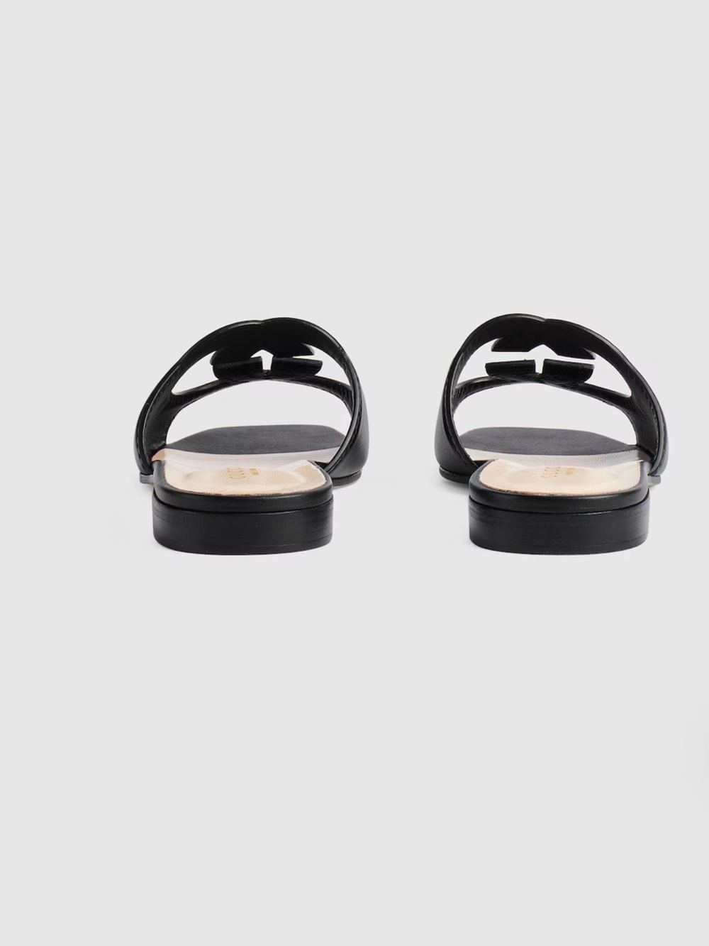 Gucci Black Leather Interlocking-G Slide Sandals - Women - Picture 3 of 14